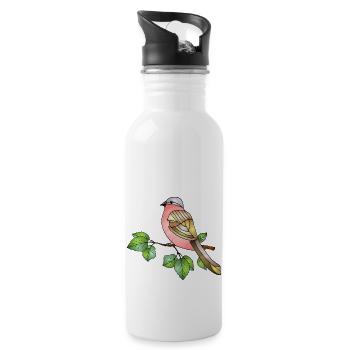 Colorful bird - Water bottle with straw - white - Right