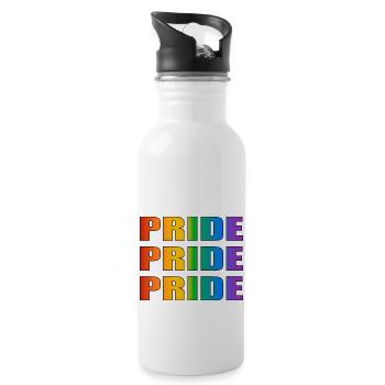 Pride Pride Pride LGBTQ gay pride rainbow - Water bottle with straw - white - Right