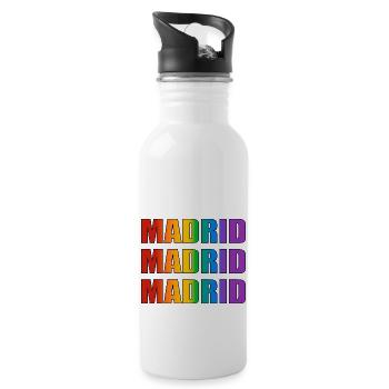 Madrid LGBTQ-Stolz - Trinkflasche mit integriertem Trinkhalm - Weiß - Rechts