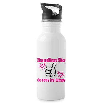 Zur besten Nichte aller Zeiten gewählt - Trinkflasche mit integriertem Trinkhalm - Weiß - Rechts