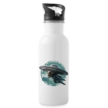 ALIEN UFO, SPACE INVANDER - Water bottle with straw - white - Right
