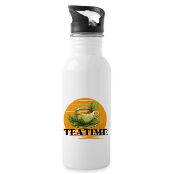Tea Time ! - Gourde avec paille intégrée - blanc - Droite