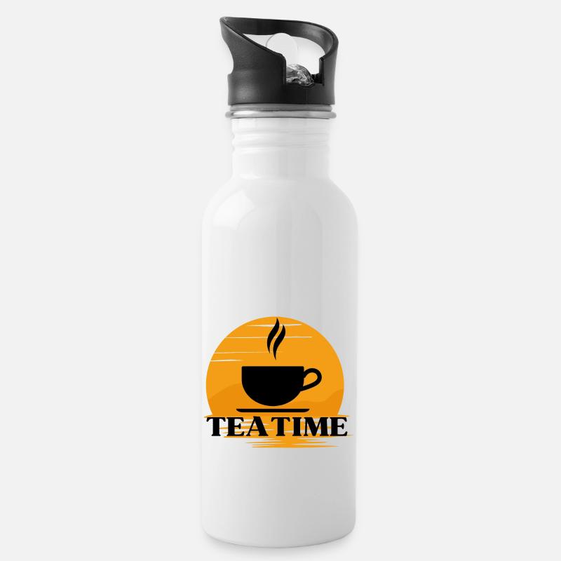 Tea Time! - Water bottle with straw - white