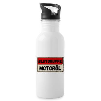 Huile Moteur Mécanicien Voiture Garage Moto Drôle - Gourde avec paille intégrée - blanc - Droite