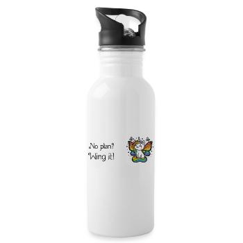 No plan? Wing it! Winged Unicorn Cat (colorful) - Water bottle with straw - white - Right