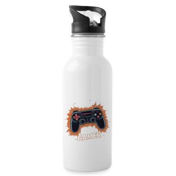 ICH BIN EIN GAMER - Trinkflasche mit integriertem Trinkhalm - Weiß - Rechts