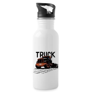 LKW - Trinkflasche mit integriertem Trinkhalm - Weiß - Rechts