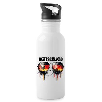 Germany Sunglasses Design with Flag - Water bottle with straw - white - Right