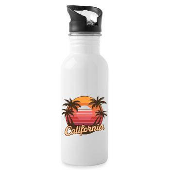 California Vintage Sunset - Water bottle with straw - white - Right