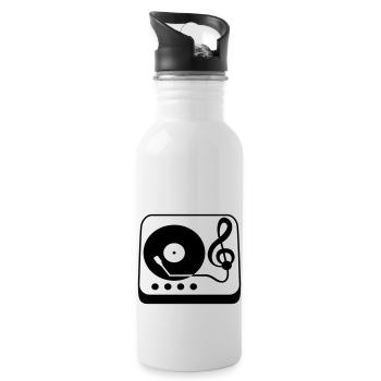 Musik Notenschlüssel Note Mischpult Party Vinyl - Trinkflasche mit integriertem Trinkhalm - Weiß - Rechts