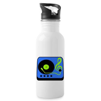 Musik Notenschlüssel Note Mischpult Party Vinyl - Trinkflasche mit integriertem Trinkhalm - Weiß - Rechts