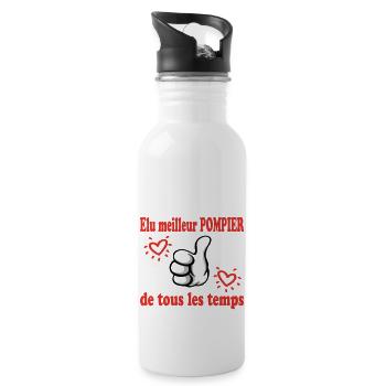 ELU MEILLEUR POMPIER DE TOUS LES TEMPS - Gourde avec paille intégrée - blanc - Droite