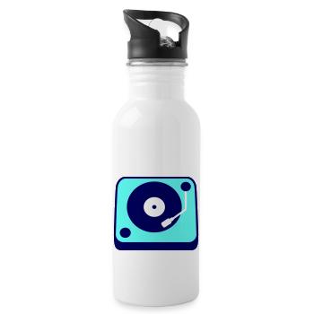 Mischpult Party DJ Vinyl Schallplatte Musik Liebe - Trinkflasche mit integriertem Trinkhalm - Weiß - Rechts
