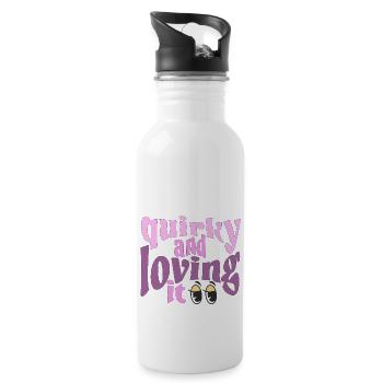 Quirky and loving it in pink - Water bottle with straw - white - Right