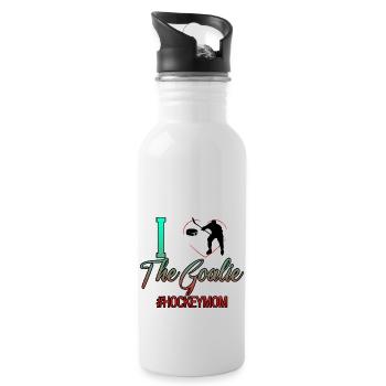 I Love The Goalie #hockeymom 4 - Water bottle with straw - white - Right