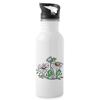 Flowers - Water bottle with straw - white - Right
