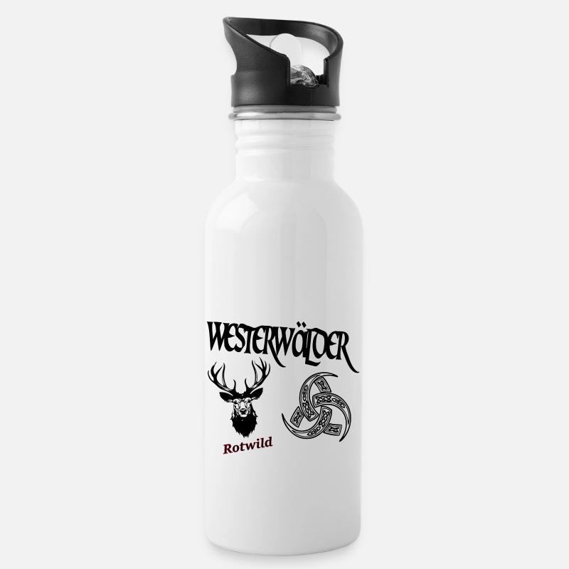 Westerwälder Rotwild - Trinkflasche mit integriertem Trinkhalm - Weiß