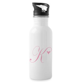 Monogram K Heart Vine - Water bottle with straw - white - Right