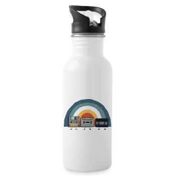 Vintage 90s Technology Old Gadgets TShirt - Water bottle with straw - white - Right