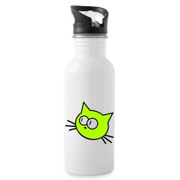 Neugierige Katze Guckt Lustig Ulkig Albern Komisch - Trinkflasche mit integriertem Trinkhalm - Weiß - Rechts