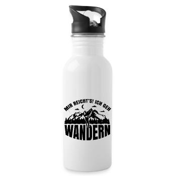 Wandern Hiking Sport Berge - Trinkflasche mit integriertem Trinkhalm - Weiß - Rechts