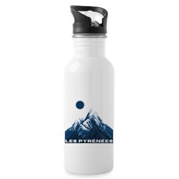 Les Pyrénées - idée cadeau - Gourde avec paille intégrée - blanc - Droite