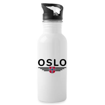 Oslo T-shirt for fans and Norway lovers - Water bottle with straw - white - Right