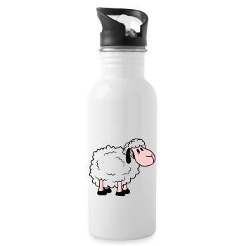 mouton bébé se tient mignon mignon agneau enfant cool bande dessinée - Gourde avec paille intégrée - blanc - Droite