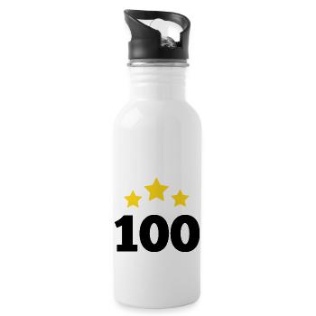 100 Jahre Stern - Geschenk zum 100-jährigen Jubiläum - Trinkflasche mit integriertem Trinkhalm - Weiß - Rechts