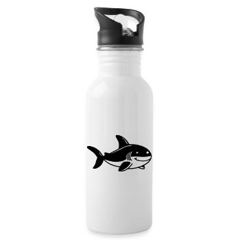 Requin - Gourde avec paille intégrée - blanc - Droite