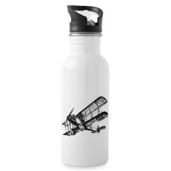 Biplane Airplane - Water bottle with straw - white - Right