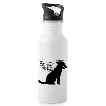 Hund Engel Heiligenschein Flügel Himmel Engelchen - Trinkflasche mit integriertem Trinkhalm - Weiß - Rechts