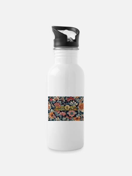 Flower Confidence - Trinkflasche mit integriertem Trinkhalm - Weiß