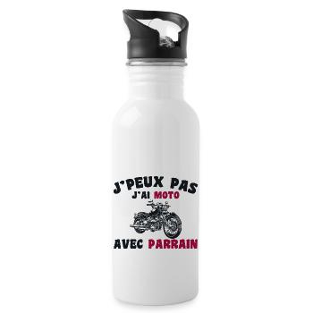 J'peux pas j'ai moto avec parrain - Gourde avec paille intégrée - blanc - Droite