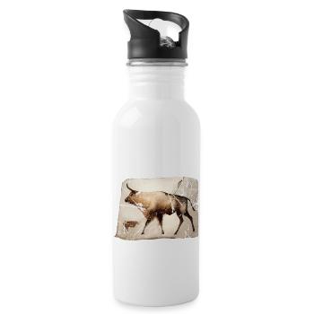 Aurochs image primitive de la grotte du bétail - Gourde avec paille intégrée - blanc - Droite