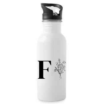 Minimalist flowers - Water bottle with straw - white - Right