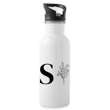 Minimalist flowers - Water bottle with straw - white - Right