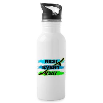 Skate - Trinkflasche mit integriertem Trinkhalm - Weiß - Rechts