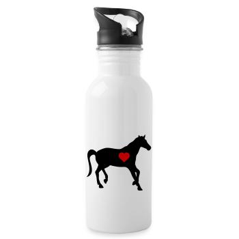 horse love heart 2 - Trinkflasche mit integriertem Trinkhalm - Weiß - Rechts