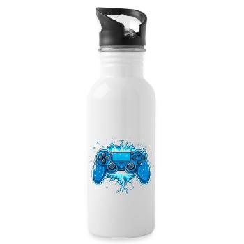 Gaming Controller Flashes Gamer Console Gift - Water bottle with straw - white - Right