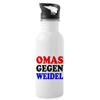 omas gegen weidel - Trinkflasche mit integriertem Trinkhalm - Weiß - Rechts