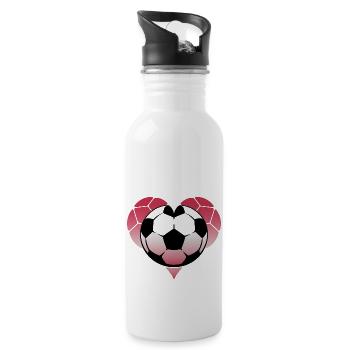 Cœur de football - Gourde avec paille intégrée - blanc - Droite