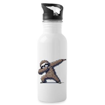 Faultier Dabbing - Trinkflasche mit integriertem Trinkhalm - Weiß - Rechts