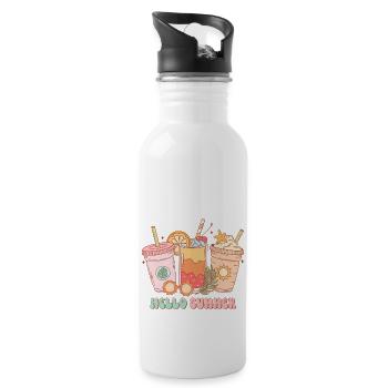 Summer Vibes Lake Nature Flora Art Flowers Sea - Water bottle with straw - white - Right