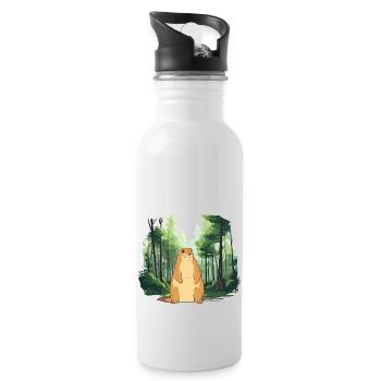 Marmotte fort paysage nature - Gourde avec paille intégrée - blanc - Droite