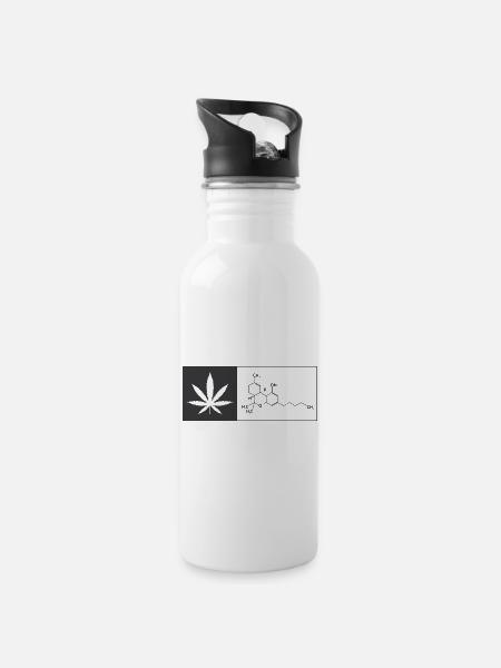 THC - Trinkflasche mit integriertem Trinkhalm - Weiß