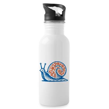 Retro Blue and Red Snail - Water bottle with straw - white - Right