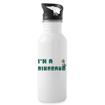 Ich bin ein Dinosaurier – verspielt Typo-Design - Trinkflasche mit integriertem Trinkhalm - Weiß - Rechts