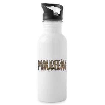 Construction industry bricklayer house construction - Water bottle with straw - white - Right