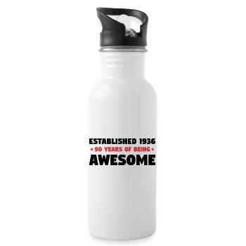 Established 1936 90 Years Awesome Birthday - Water bottle with straw - white - Right